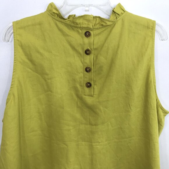 Ophelia Roe Linen Ruffle Neck Sleeveless Blouse with Button Back Women XL - Picture 4 of 8